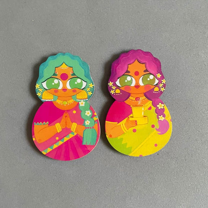 Set of 2 Bommai | Namaste & Filter Coffee- Birchwood Fridge Magnets