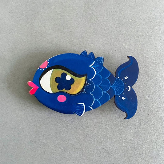 Indigo Fish- Birchwood Fridge Magnet